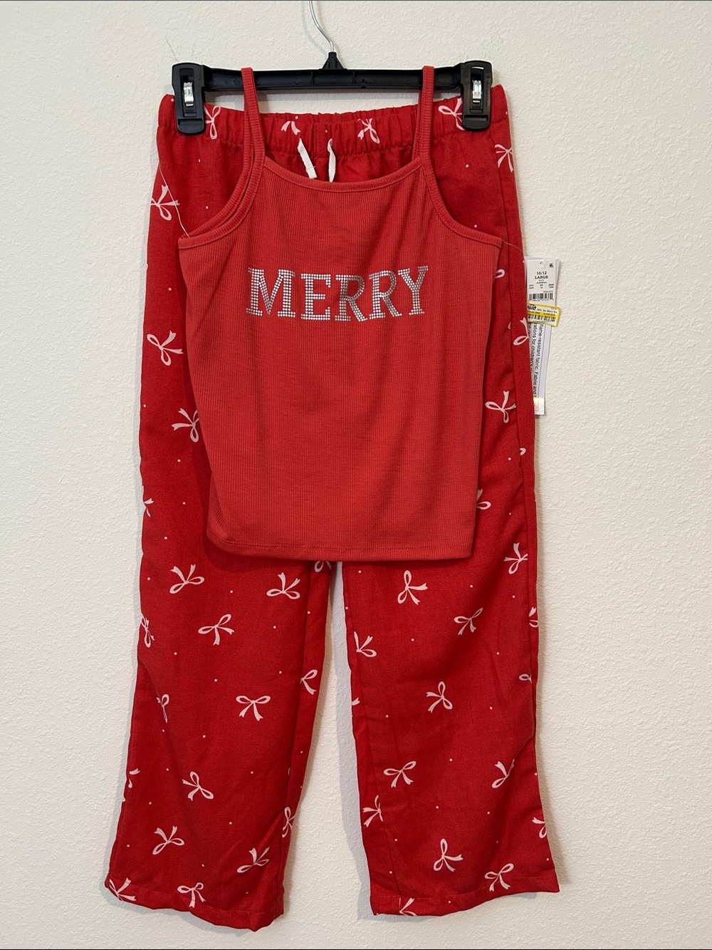 Red 'Merry' Tank & Bow-Print Pajama Pants Set